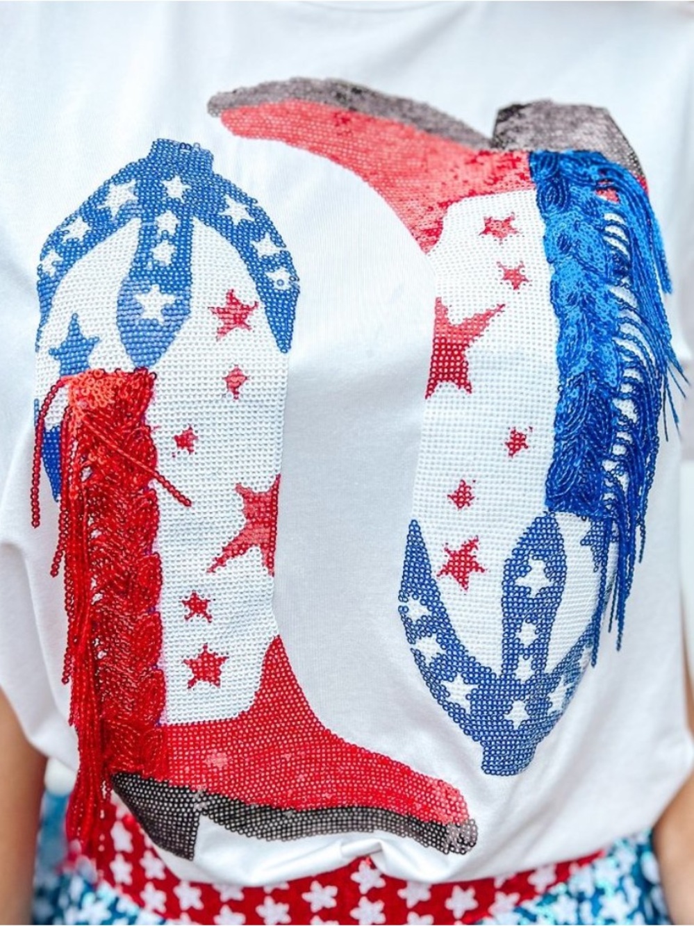 Queen of Sparkles Fringe Cowgirl Boot Tee Size Medium Western Boho Sparkle